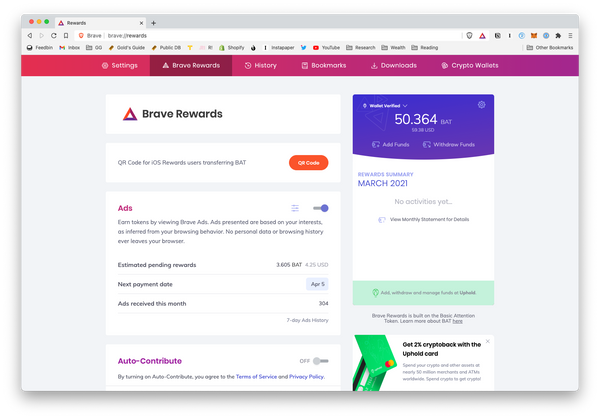 brave browser includes builtin crypto wallet